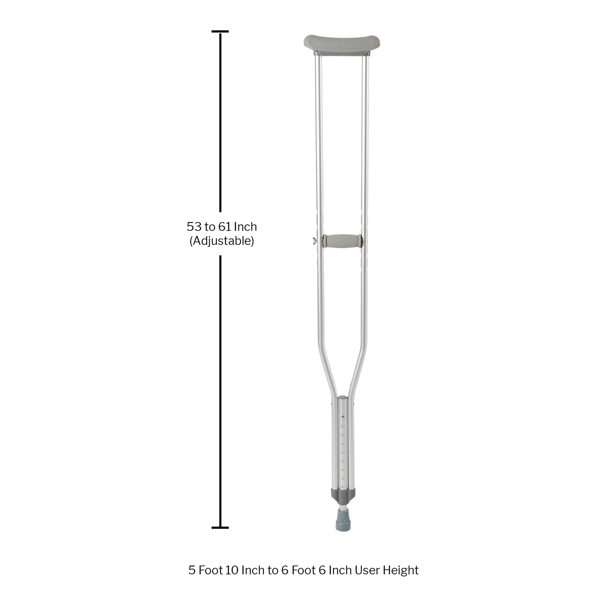 Underarm Crutches McKesson Tall Adult 5 Foot 10 Inch to 6 Foot 6 Inch User Height Aluminum Frame 350 lbs. Weight Capacity
