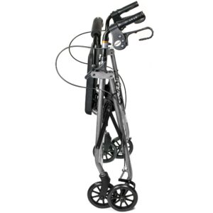 4 Wheel Rollator McKesson Silver Adjustable Height / Folding Aluminum Frame