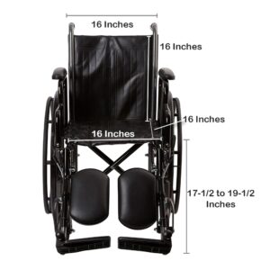 Wheelchair McKesson Dual Axle Desk Length Arm Swing-Away Elevating Legrest Black Upholstery 16 Inch Seat Width Adult 250 lbs. Weight Capacity