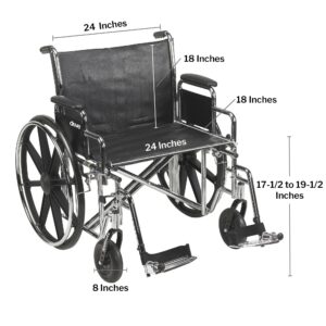 Bariatric Wheelchair McKesson Dual Axle Desk Length Arm Swing-Away Footrest Black Upholstery 24 Inch Seat Width Adult 450 lbs. Weight Capacity