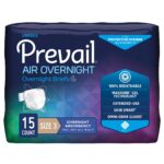 Unisex Adult Incontinence Brief Prevail Air™ Overnight Size 3 / X-Large Disposable Heavy Absorbency