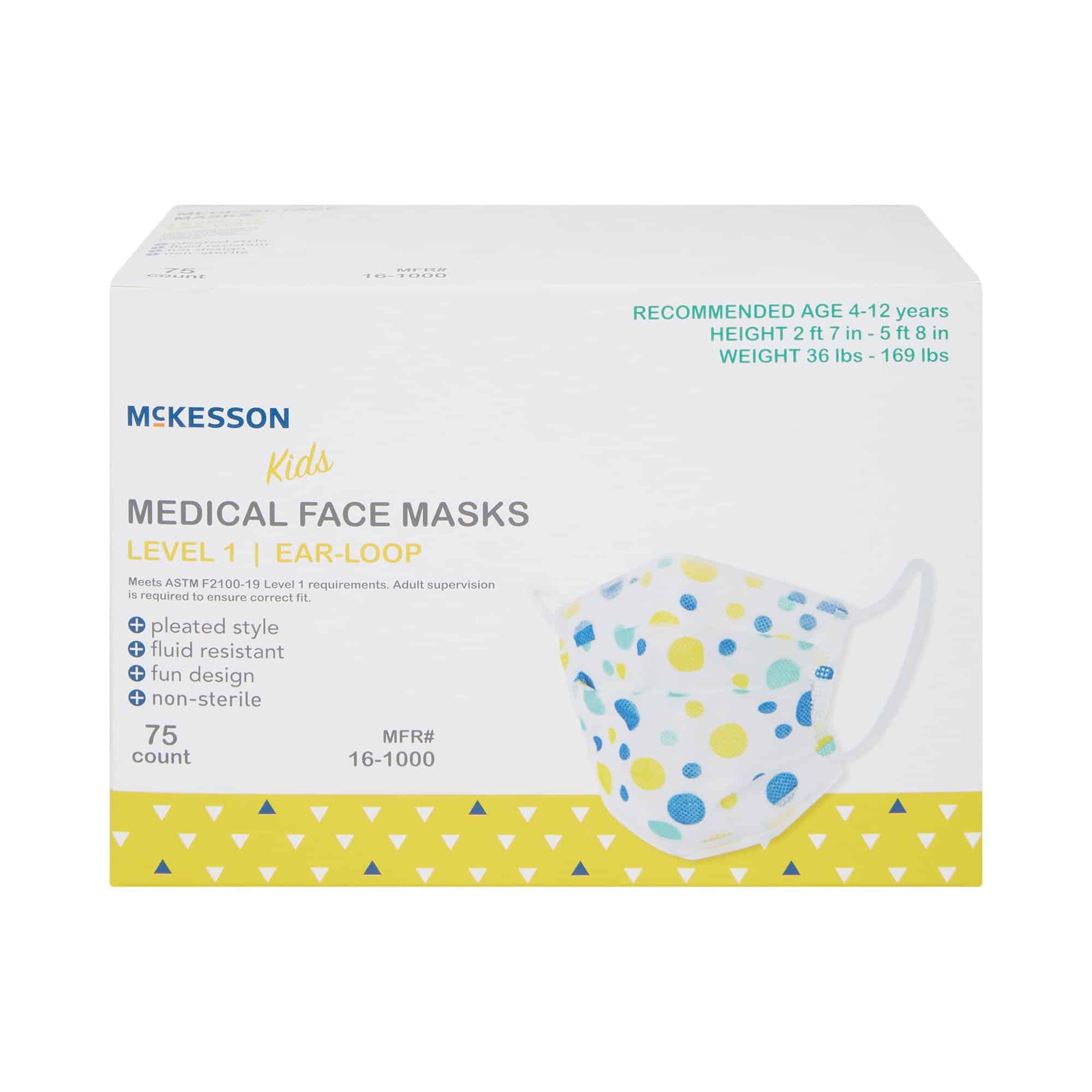 Procedure Mask McKesson ASTM Level 1 Earloops Child Size