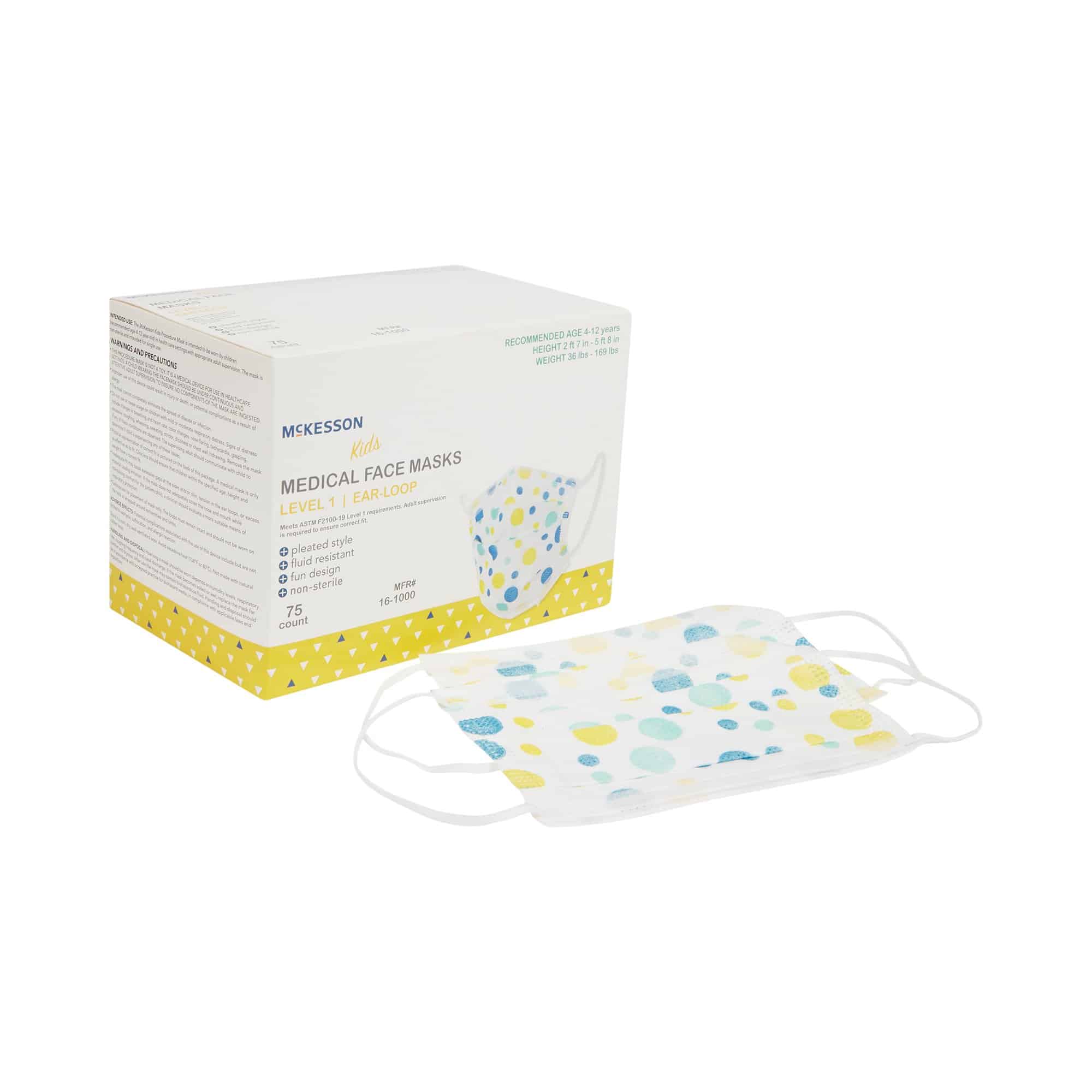 Procedure Mask McKesson ASTM Level 1 Earloops Child Size
