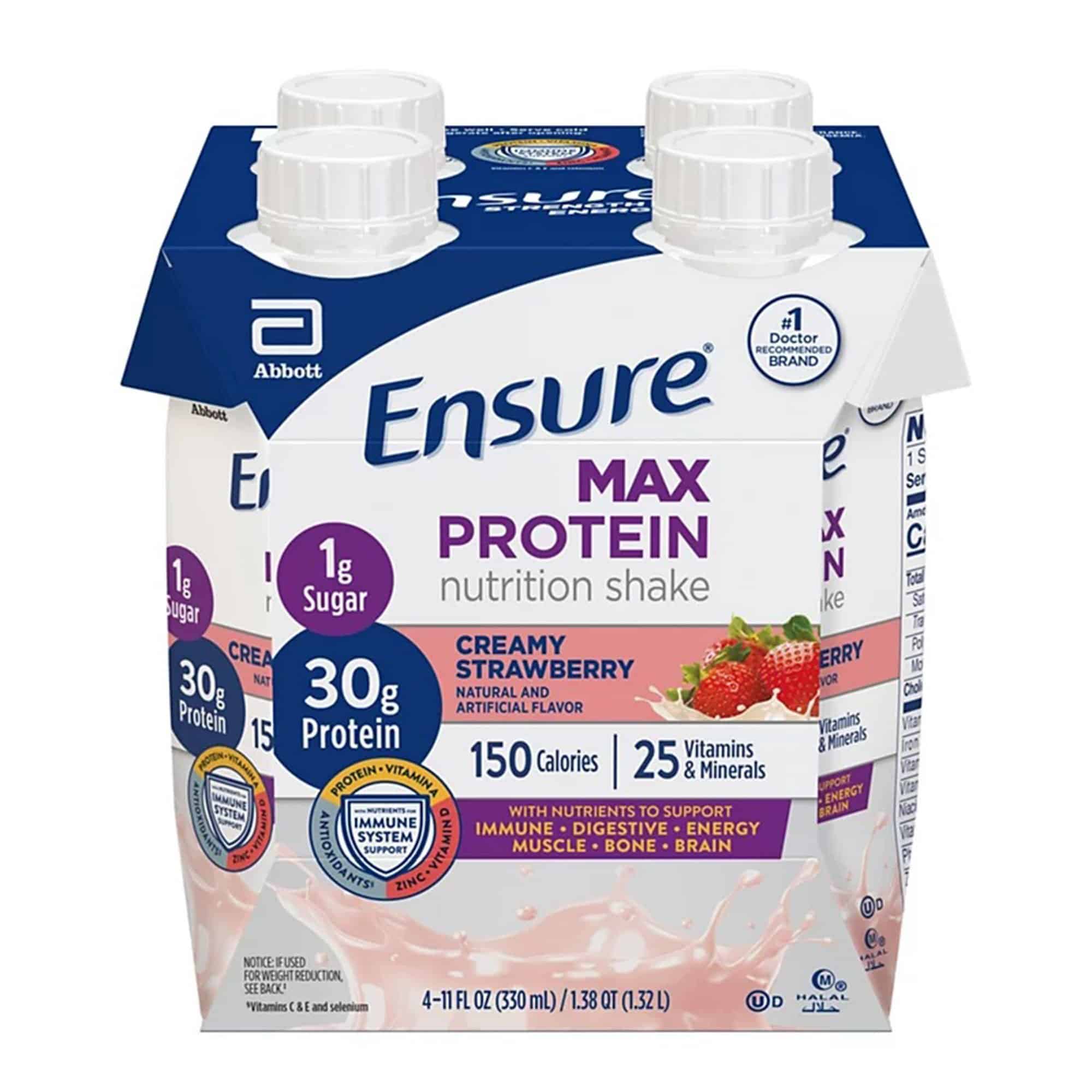 Oral Supplement Ensure® Max Protein Nutrition Shake Creamy Strawberry Flavor Liquid 11 oz. Reclosable Carton