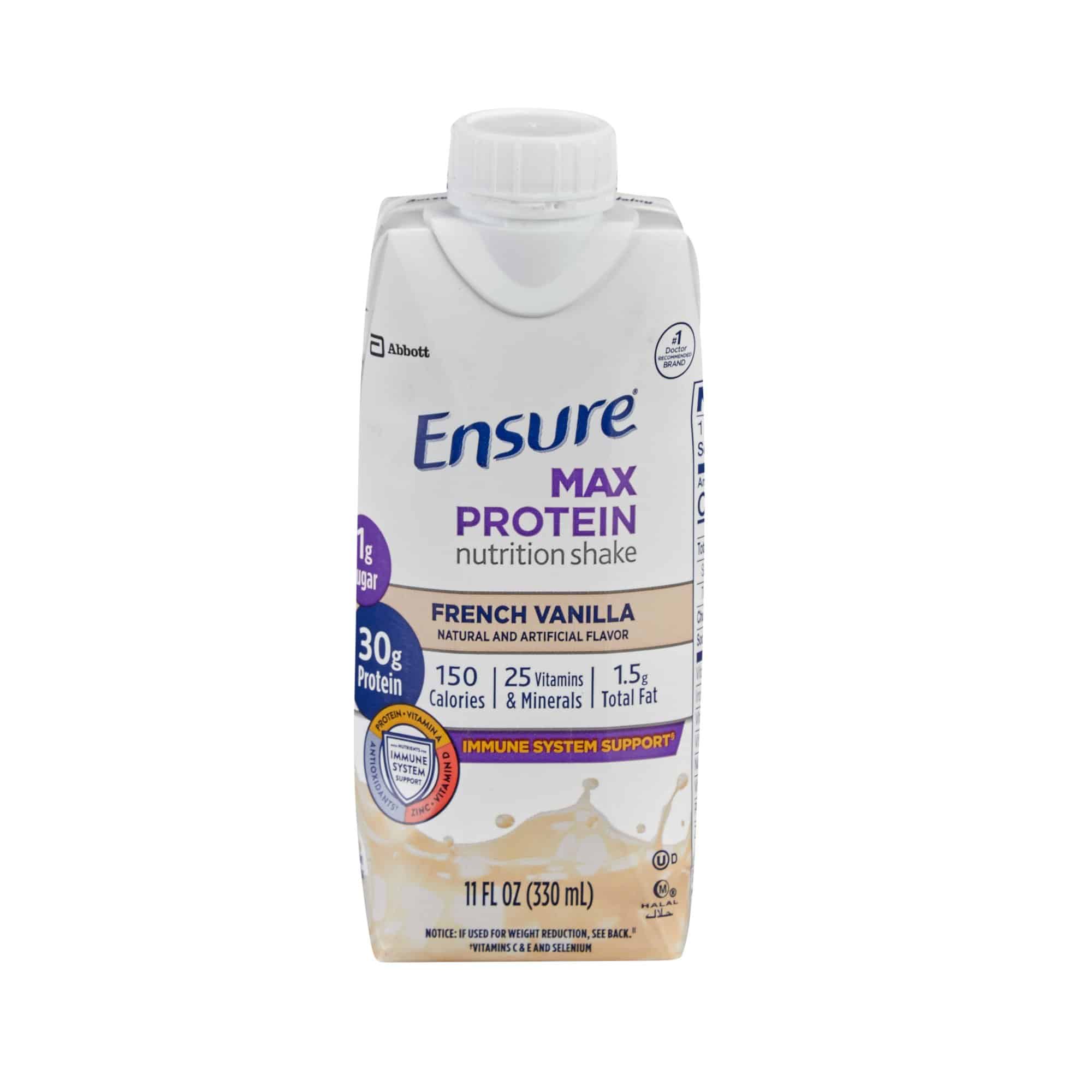 Oral Supplement Ensure® Max Protein Nutrition Shake French Vanilla Flavor Liquid 11 oz. Reclosable Carton