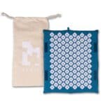 Kanjo Acupressure Foot Mat Sapphire / White Cotton-Linen Fabric / Memory Foam / Plastic 14 X 16 Inch