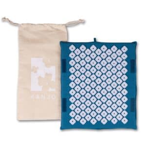 Kanjo Acupressure Foot Mat Sapphire / White Cotton-Linen Fabric / Memory Foam / Plastic 14 X 16 Inch