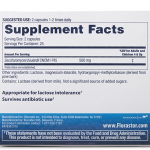 Probiotic Dietary Supplement Florastor® 50 per Bottle Capsule