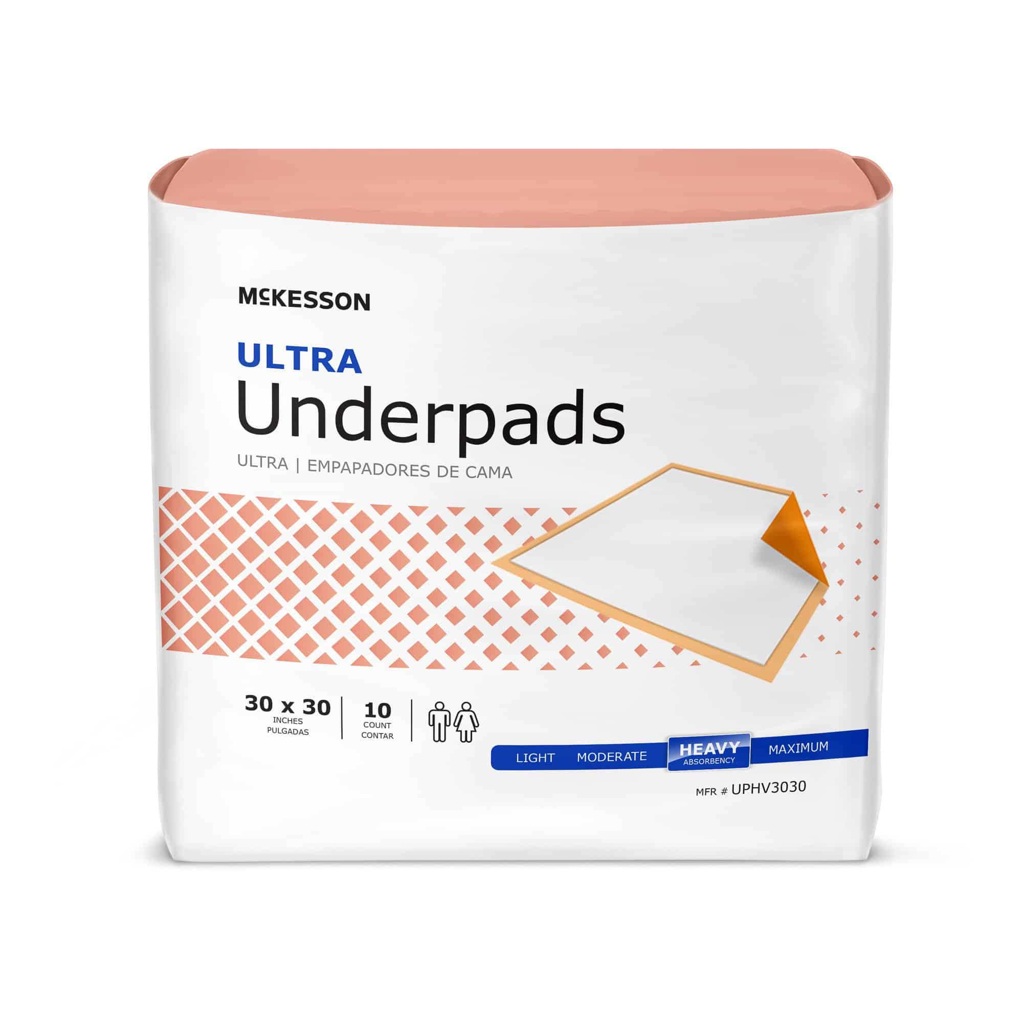Disposable Underpad McKesson Ultra 36 X 36 Inch Fluff / Polymer Heavy Absorbency