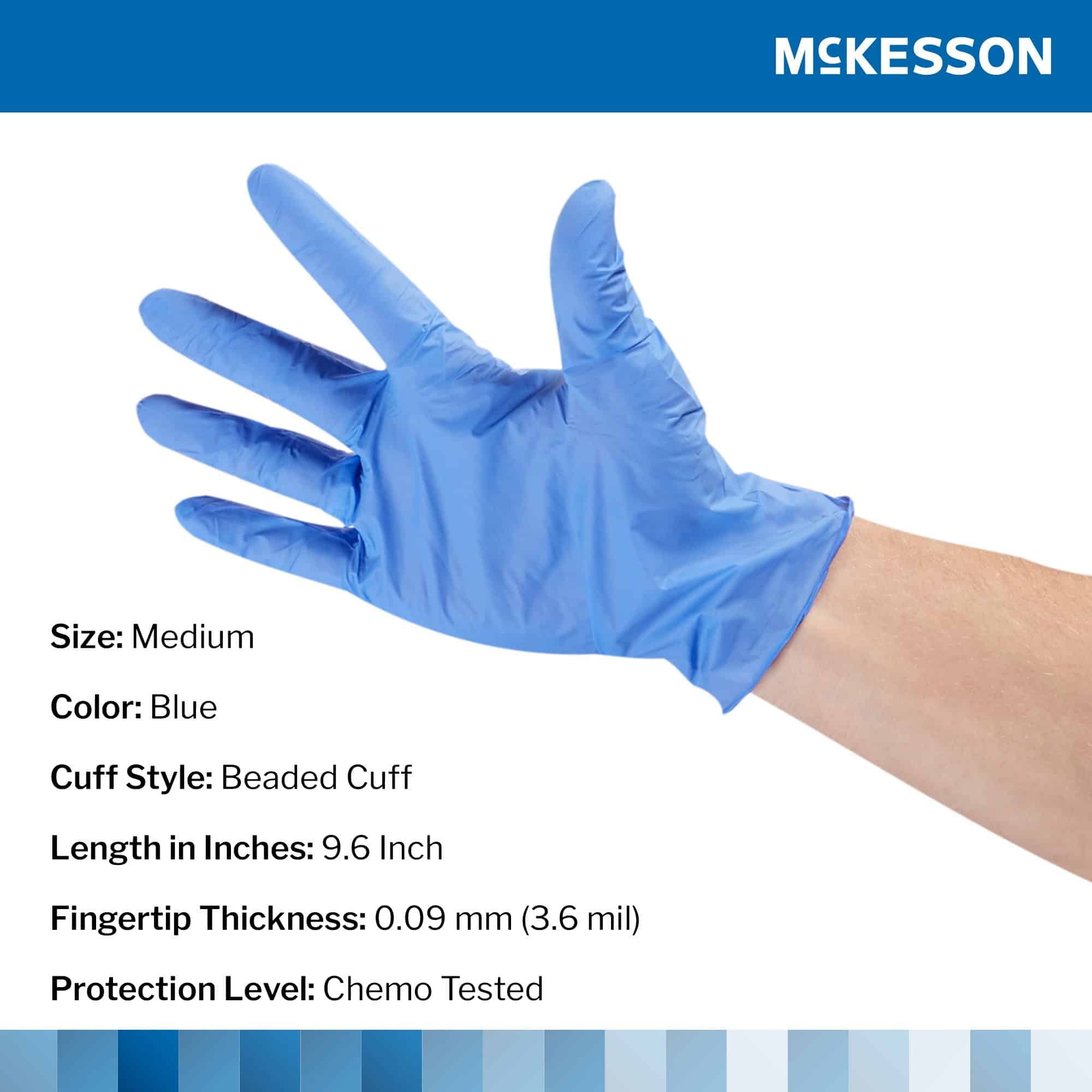 Exam Glove McKesson Confiderm® 3.5C NonSterile Nitrile Standard Cuff Length Textured Fingertips Blue Chemo Tested