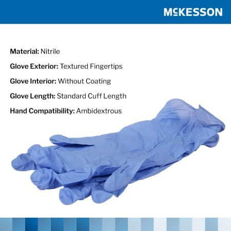 Exam Glove McKesson Confiderm® 3.5C NonSterile Nitrile Standard Cuff Length Textured Fingertips Blue Chemo Tested