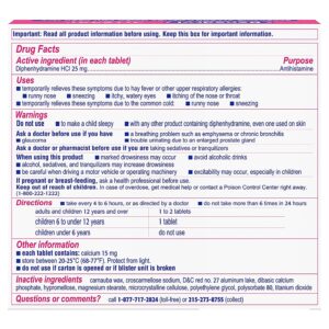 Allergy Relief Benadryl® 25 mg Strength Tablet 24 per Box