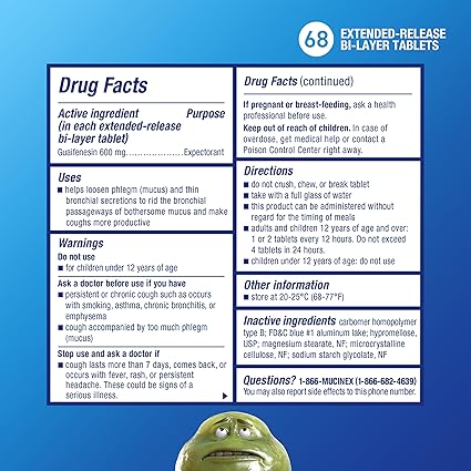 Cold and Cough Relief Mucinex® 600 mg Strength Tablet 20 per Box