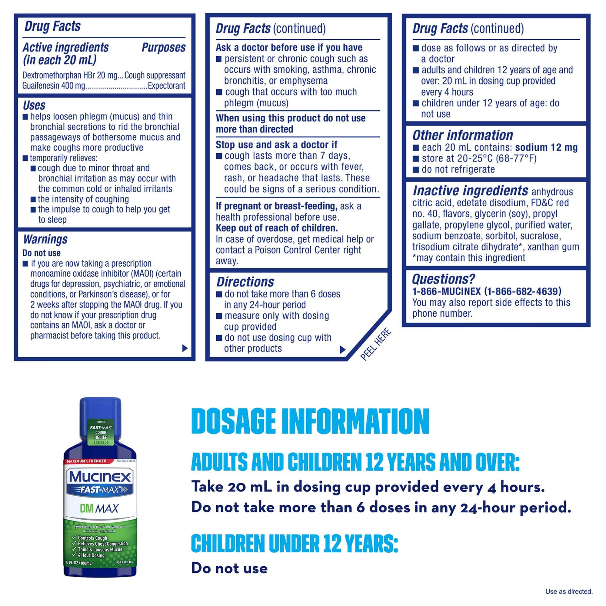 Cold and Cough Relief Mucinex® Fast-Max™ DM Max 400 mg - 20 mg / 20 mL Strength Liquid 6 oz.