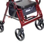 4 Wheel Rollator / Transport Chair drive™ Duet Burgundy Adjustable Height / Transport / Folding Aluminum Frame