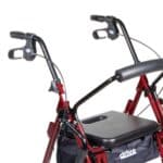 4 Wheel Rollator / Transport Chair drive™ Duet Burgundy Adjustable Height / Transport / Folding Aluminum Frame