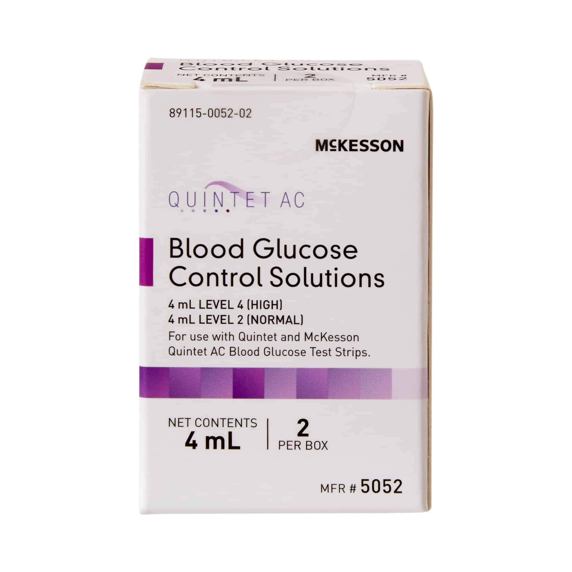 Blood Glucose Control Solution McKesson Quintet AC® 2 X 4 mL Level 2 & 4