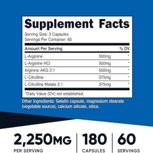 Dietary Supplement nutricost® Nitric Oxide 750 mg Strength Capsule 180 Per Bottle