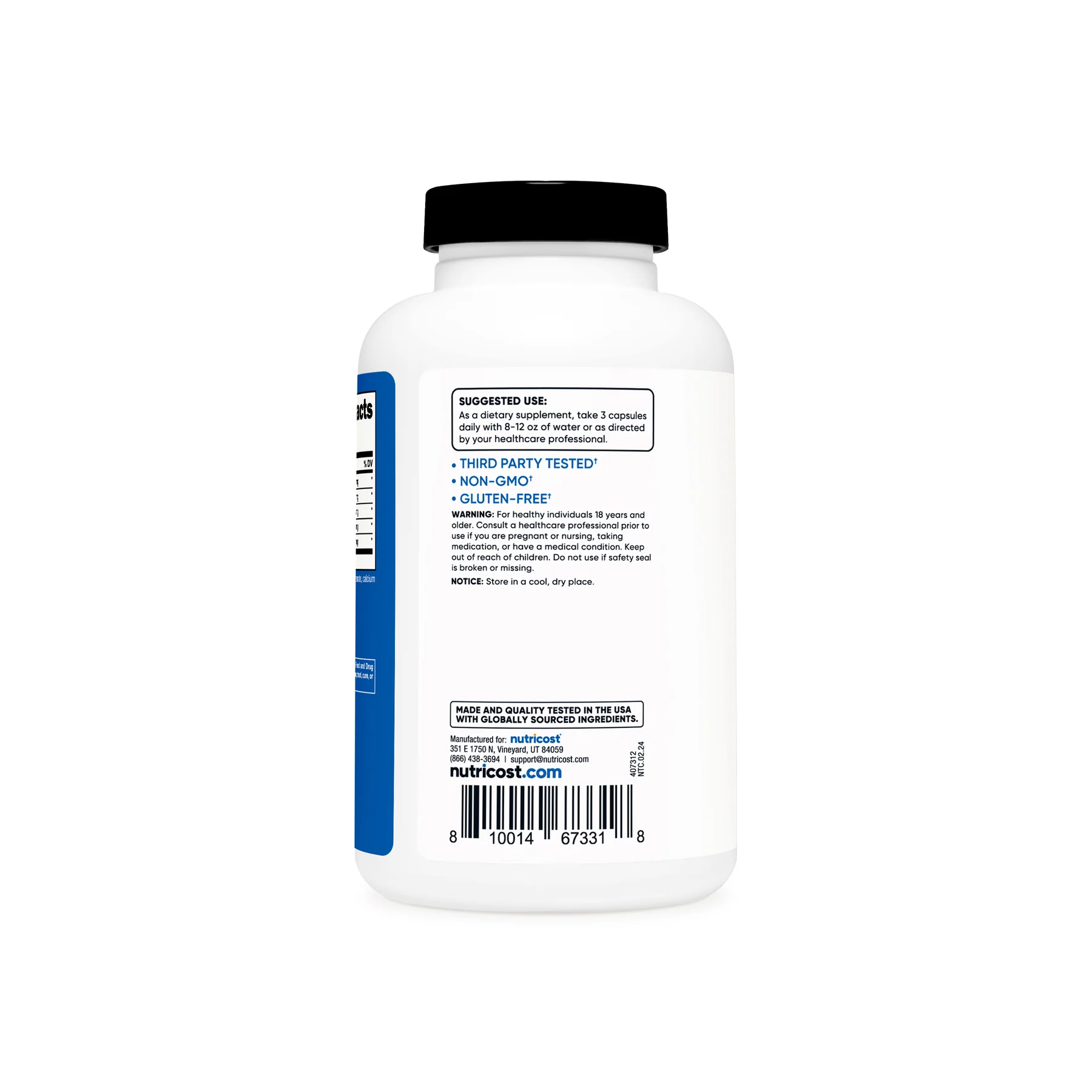 Dietary Supplement nutricost® Nitric Oxide 750 mg Strength Capsule 180 Per Bottle